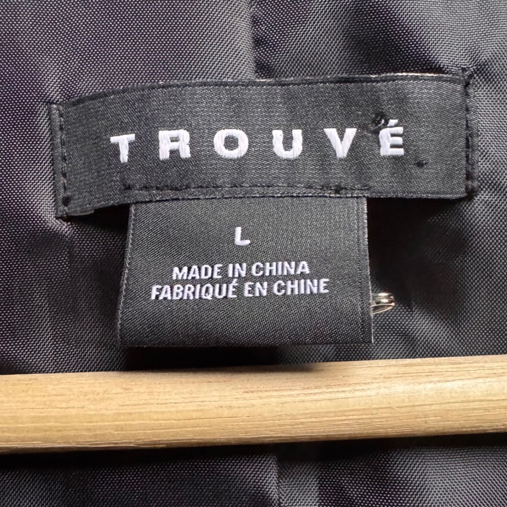TROUVE Womens Black Tuxedo Blazer Jacket Satin Lapel One Button Sz L - Picture 6 of 8